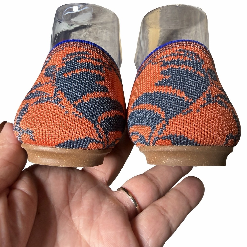 Rothy's The Point Flats W8 Sunset Floral Burnt Orange Navy Knit Slip On Shoe - Picture 10 of 14